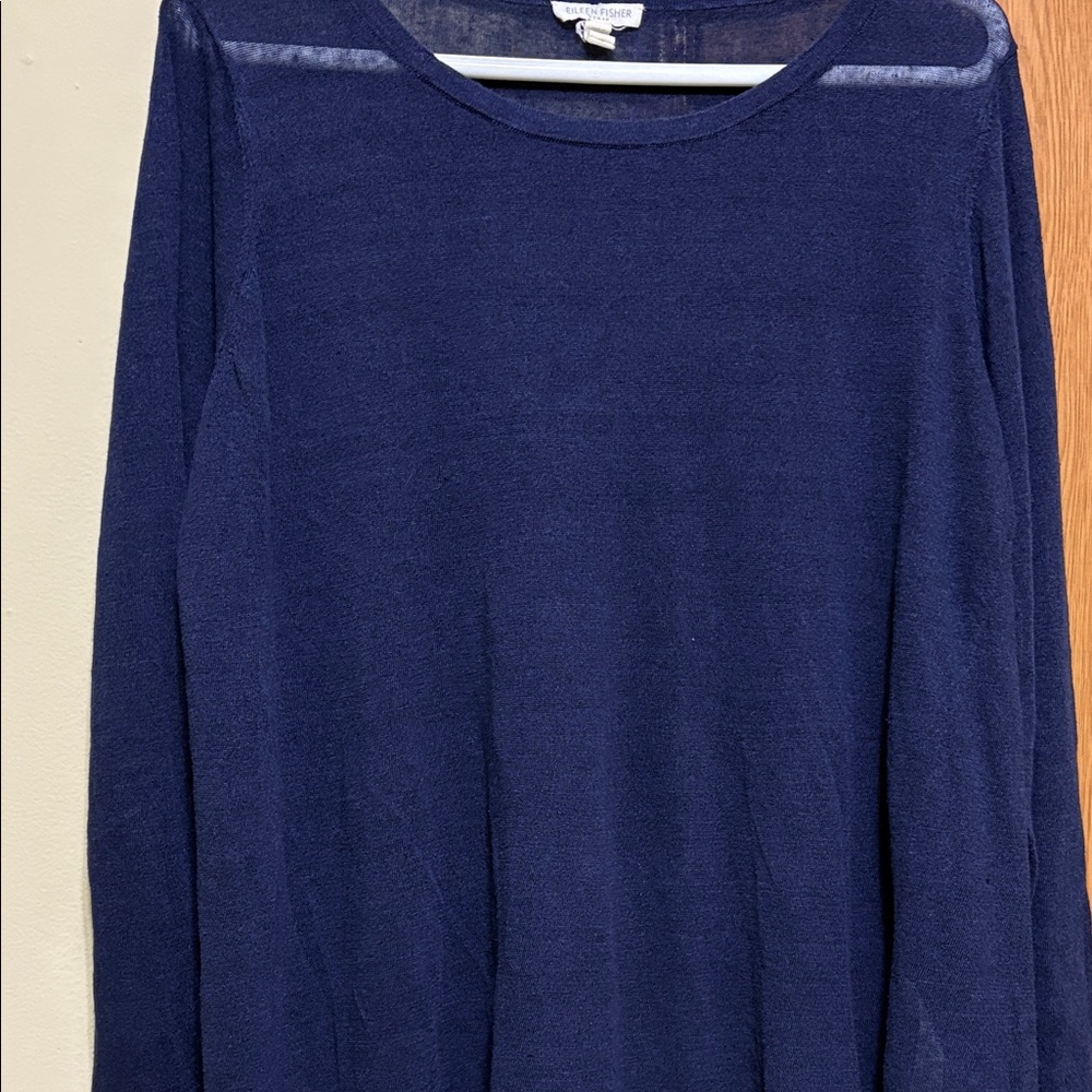 Eileen Fisher Deep Blue Long Sleeve Top - Picture 8 of 10